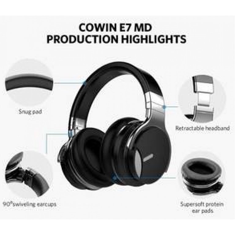 Cowin E7S-BLACK Active Noice Cancelling wireless buletooth Headphone