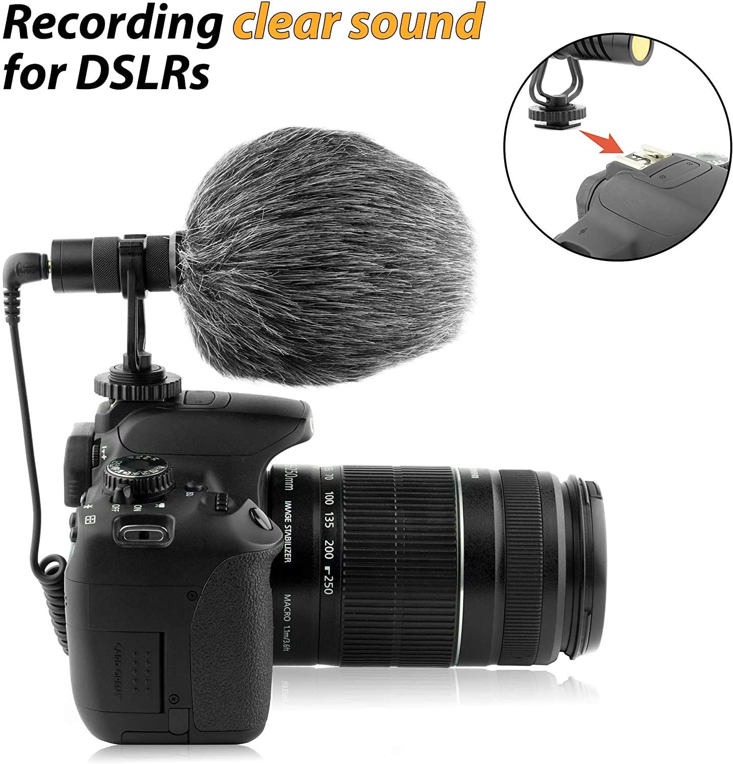 Video Microphone with Adapter Unidirectional On-Camera Microphone for iPhone Directional Cardioid iPhone Microphone for Video Recording 
