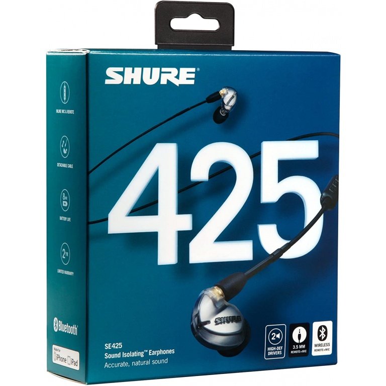 Shure SE425-V+BT1-EFS Silver SE425 Earphones (W/RMCE-UNI And RMCE- BT1)