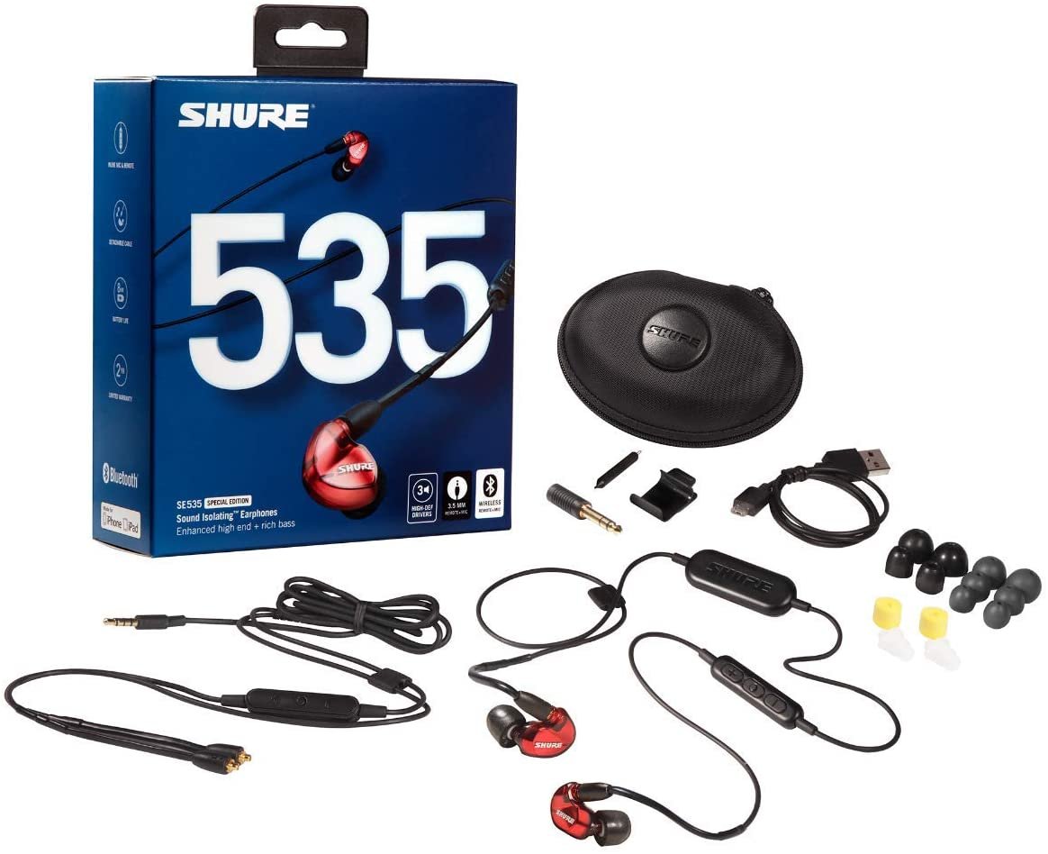 Shure SE535LTD+BT1-EFS Red Special Edition SE535 Earphone (W RMCE ...