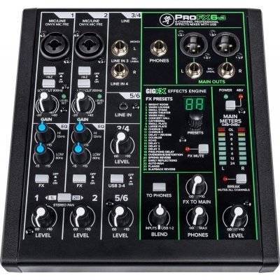 Mackie ProFX6v3 Professional 6 Channel Mixer with Effects & USB