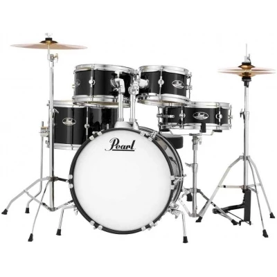 Pearl RSJ465C/C #31 Roadshow Junior 5-pcs Drum Set with Hardware & Cymbals Jet Black Finsh