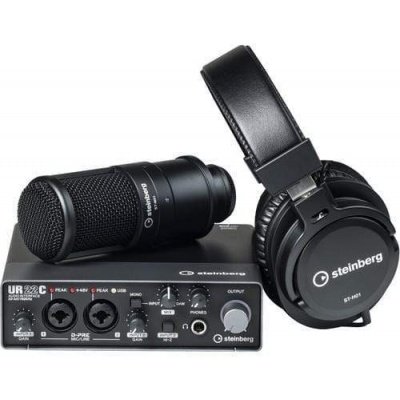 Steinberg UR22C R PACK Ur22Mkii Recording Pack Combines a Dual-Channel Audio Interface, Studio Condenser Microphone And Monitor Headphones, Including Cables With A Full Software Package