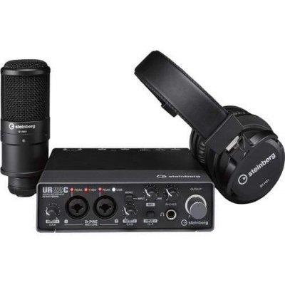 Steinberg UR22C R PACK Ur22Mkii Recording Pack Combines a Dual-Channel Audio Interface, Studio Condenser Microphone And Monitor Headphones, Including Cables With A Full Software Package
