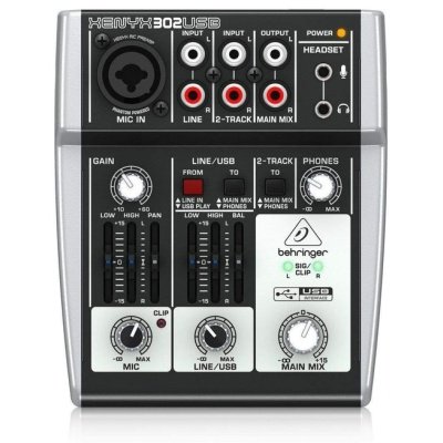Behringer 302USB Mixer Audio 5 CH (1 Mono & 2 Stereo) w/ Audio Interface