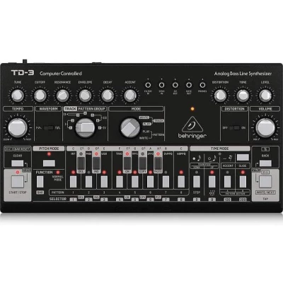 Behringer TD3BK Synthesizer Analog Bass Line with VCO, VCF, 16-Step Sequencer, Distortion Effects and 16-Voice Poly Chain