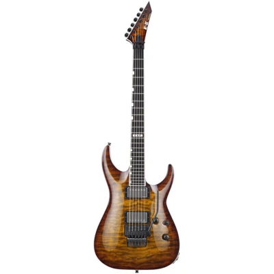 ESP E-II Horizon Quilted Maple Top with Floyd Rose II Tiger Eye Sunburst Finish, Includes ESP Hard Case