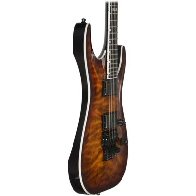 ESP E-II Horizon Quilted Maple Top with Floyd Rose II Tiger Eye Sunburst Finish, Includes ESP Hard Case