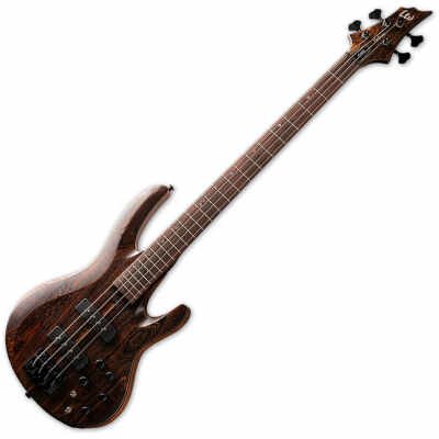 ESP LTD B-1004 Series 4-String Bass with Bocote Top, Natural Satin Finish