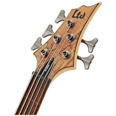 ESP LTD B205 Series 5 String Fretless Bass Electric Guitar with Spalted Maple Top Natural Satin Finish