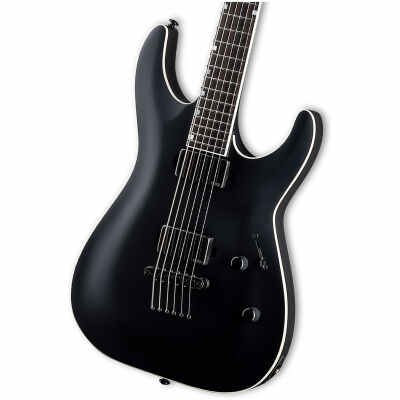 ESP LTD MH-1000 Series Baritone Electric Guitar Black Satin Finish